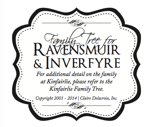 Logo for Ravensmuir and Kinfairlie family tree, featured in the medieval romances by Claire Delacroix