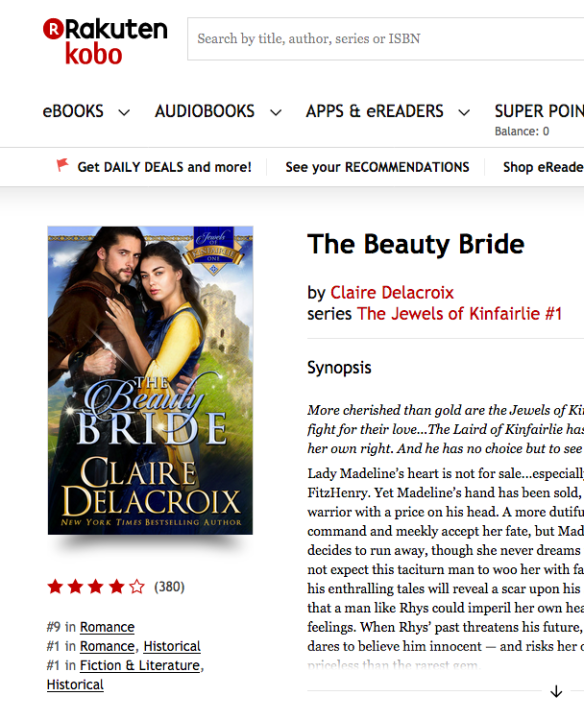 The Beauty Bride by Claire Delacroix at #9 in Romance, #1 in Historical Romance at Kobo on May 15, 2018