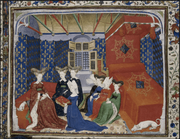 Christine de Pisan's work depicting herself presenting her work to Queen Isabeau