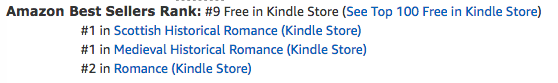 The Renegade's Heart, a medieval Scottish romance by Claire Delacroix, at #9 free in the Kindle store on October 24, 2019