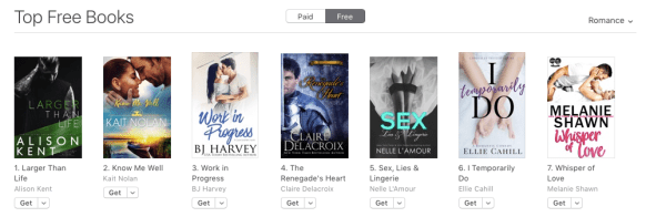 The Renegade's Heart, a medieval Scottish romance by Claire Delacroix, at #4 free in Romance in the Apple store on October 24, 2019