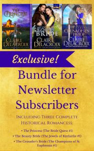 Exclusive three book bonus for subscribers to Claire Delacroix's Knights & Rogues medieval romance newsletter