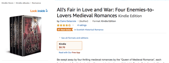 All's Fair in Love and War boxed set by Claire Delacroix with a #1 bestseller ribborn at Amazon.com on April 22, 2020