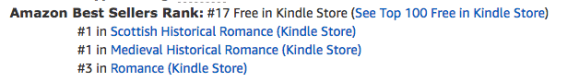 The beauty Bride at #1 in Scottish and #1 in medieval romance at Amazon.com on August 10, 2020