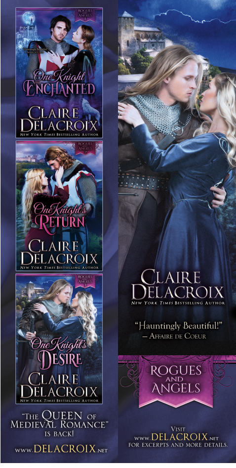 bookmark design for the Rogues & Angels series of medieval romances by Claire Delacroix