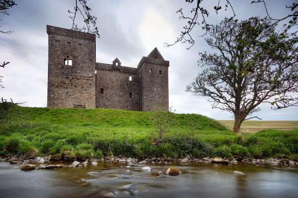 The ruins of Hermitage Castle on the Scottish Borders