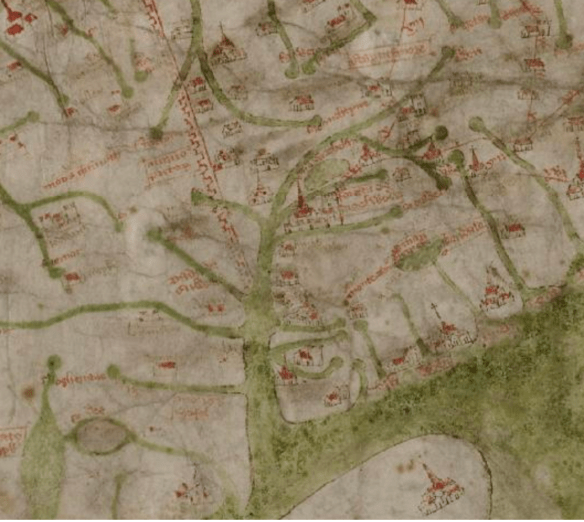 detail image of the Gough Map from the Bodleian Library website