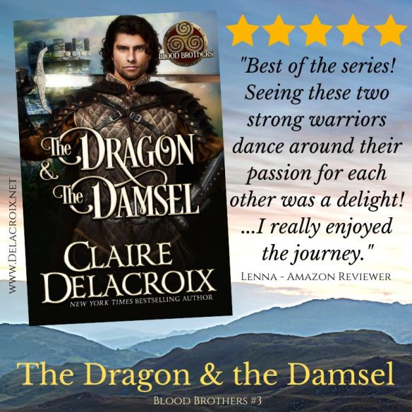 Five Star review for The Dragon & the Damsel, book three of the Blood Brothers series of medieval romances by Claire Delacroix