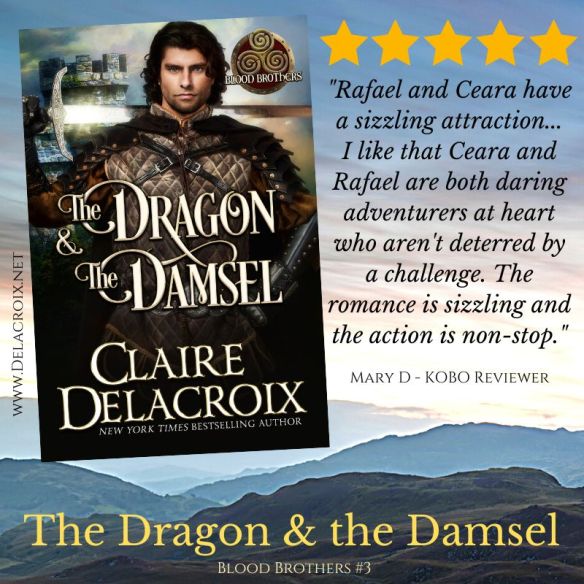 Five Star review for The Dragon & the Damsel, book three of the Blood Brothers series of medieval romances by Claire Delacroix