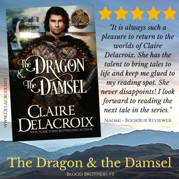 Five Star review for The Dragon & the Damsel, book three of the Blood Brothers series of medieval romances by Claire Delacroix