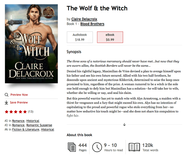 The Wolf & the Witch a #2 bestseller in historical romance at KOBO on December 28, 2022