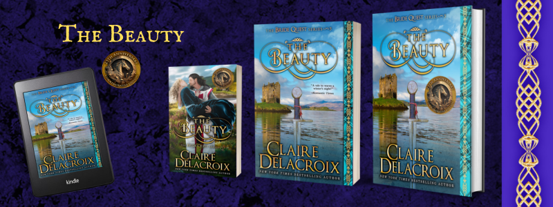 current editions of The Beauty, book five of the Bride Quest series of medieval romances by Claire Delacroix