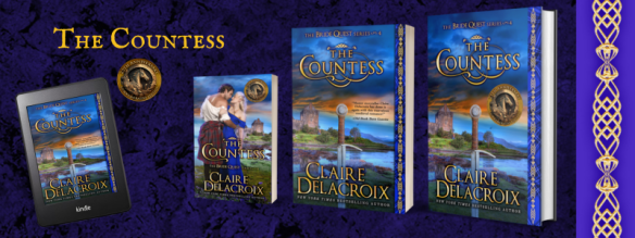 current editions of The Countess, book four of the Bride Quest series of medieval romances by Claire Delacroix