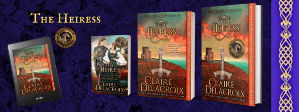 all editions of The Heiress, book three of the Bride Quest series of medieval romances by Claire Delacroix