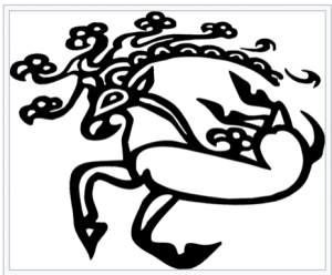 Line drawing of the tattoo on the left shoulder of the Princess of Ukok