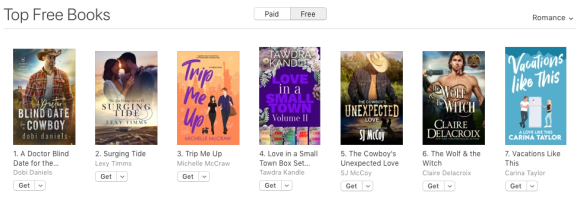The Wolf & the Witch by Claire Delacroix at #6 free in Romance in the Apple US store on August 29, 2023
