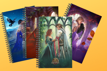 4 spiral notebooks with Blood Brothers cover illustrations