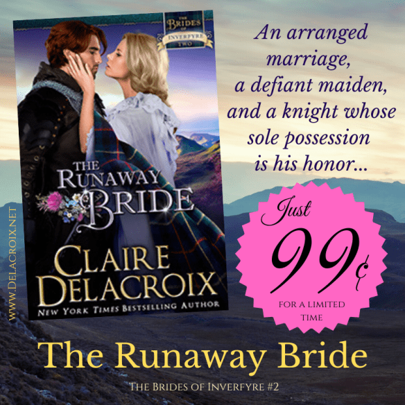 The Runaway Bride, book 2 of the Brides of Inverfyre series of medieval Scottish romances, is just 99cents for the month of December