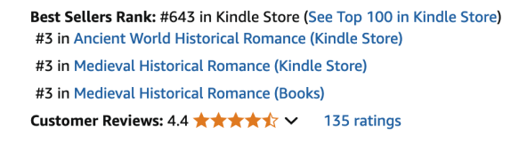 One Knight Enchanted at #3 in medieval romance in the Amazon.ca store February 17, 2025