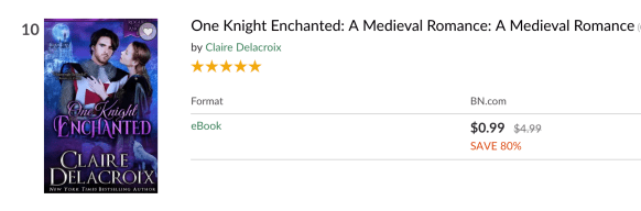 One Knight Enchanted at #10 in romance in the Nook store February 17, 2025
