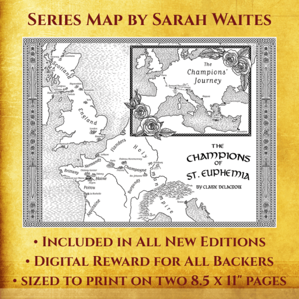 map for the Champions of St. Euphemia series of medieval romances, created by Sarah Waites at The Illustrated Page