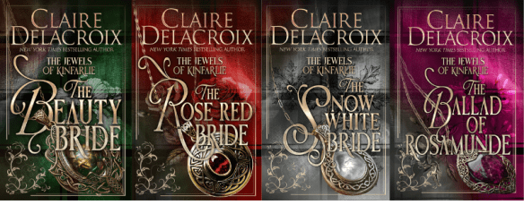 2026 new covers for the Jewels of Kinfairlie series of medieval romances by Claire Delacroix